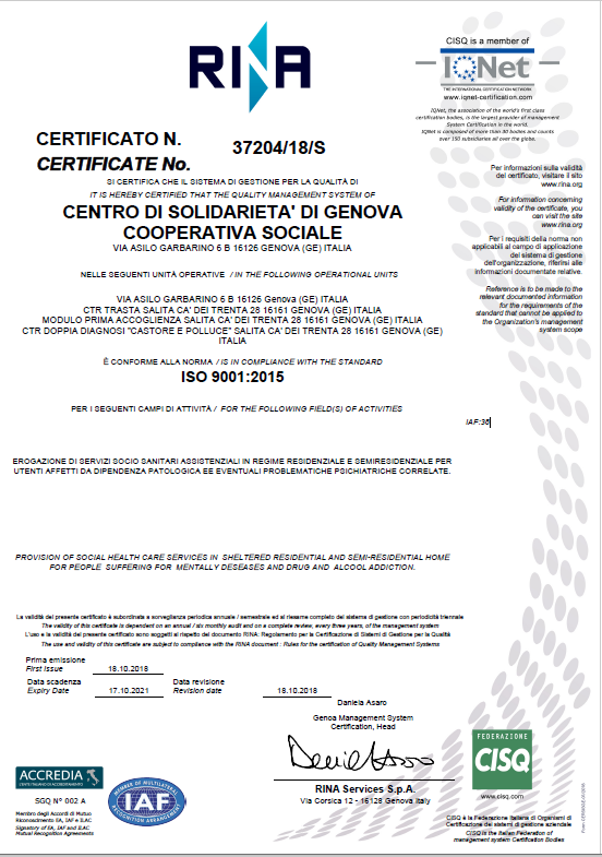 Certificato rina 37204 Certificato rina 37204